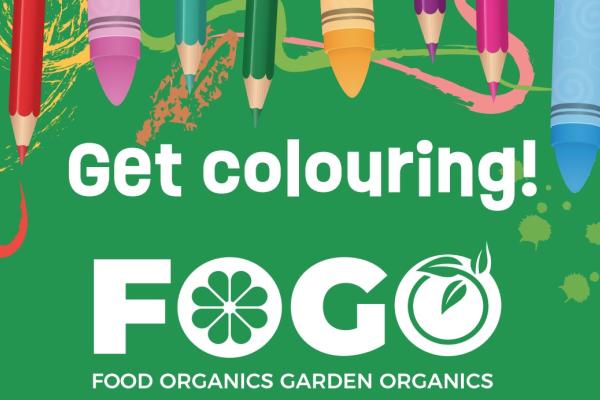 Get colouring! FOGO Food Organics Garden Organics - image of colouring pencils and crayons