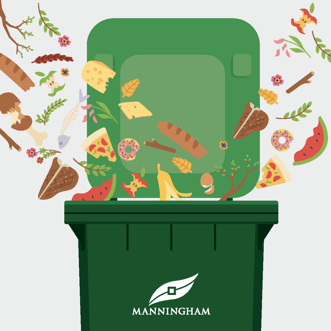 Food and garden waste flowing into garden bin