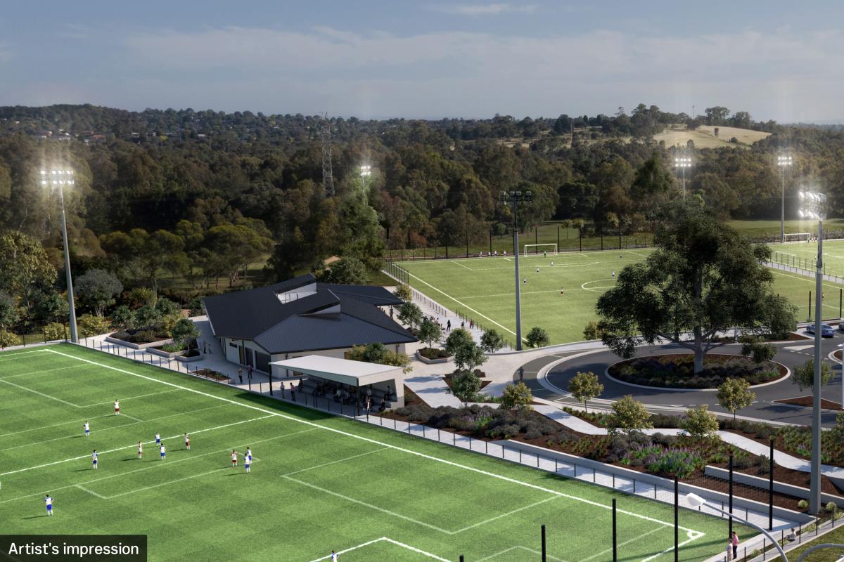 Bulleen soccer facilities at Templestowe Road, artists impression
