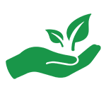 Icon of a green hand holding a plant