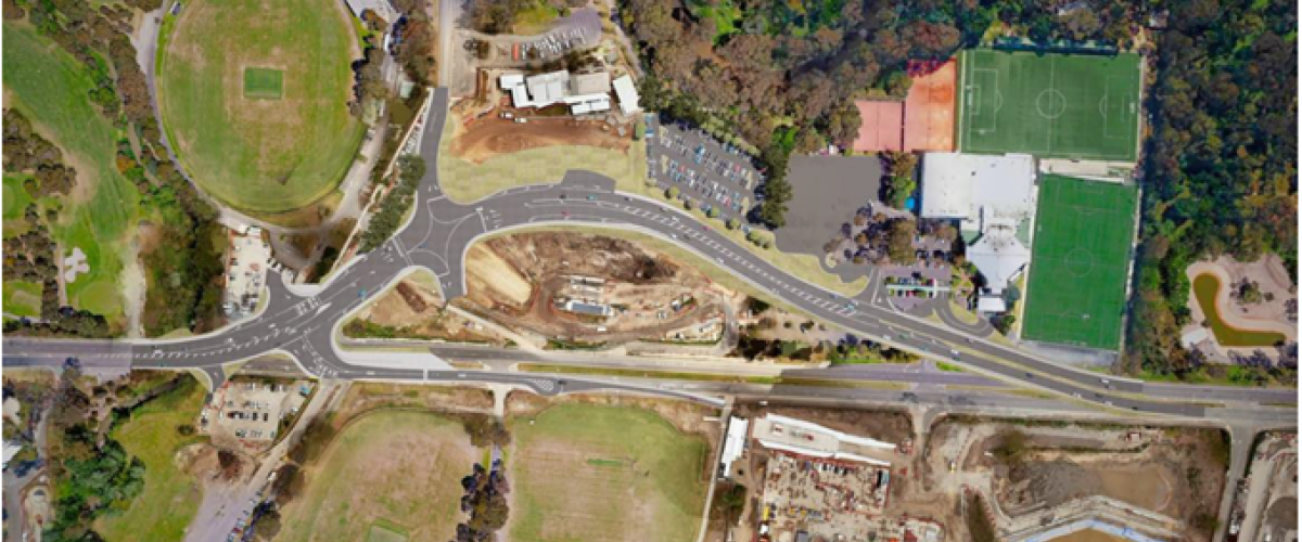 Aerial view of the new Bulleen Road