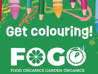 Get colouring! FOGO Food Organics Garden Organics - image of colouring pencils and crayons