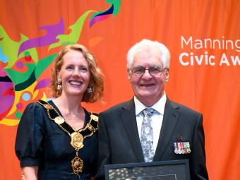 Mayor Deirdre Diamante and the 2023 Citizen of the Year Dennis Clarke
