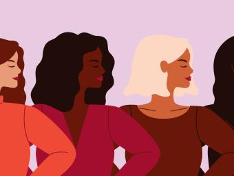Illustration of four women of different ethnicities, looking to their left.